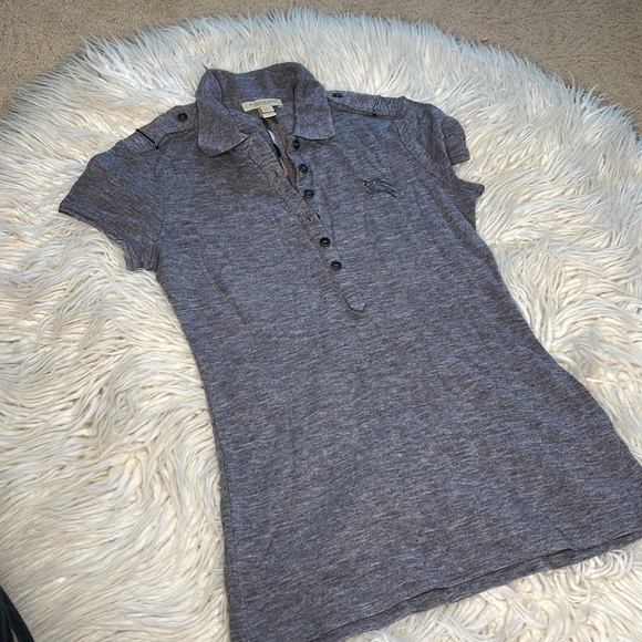 Burberry Brit Gray Short Sleeve Polo with Shoulder Strap Hardware, xs - Picture 13 of 16